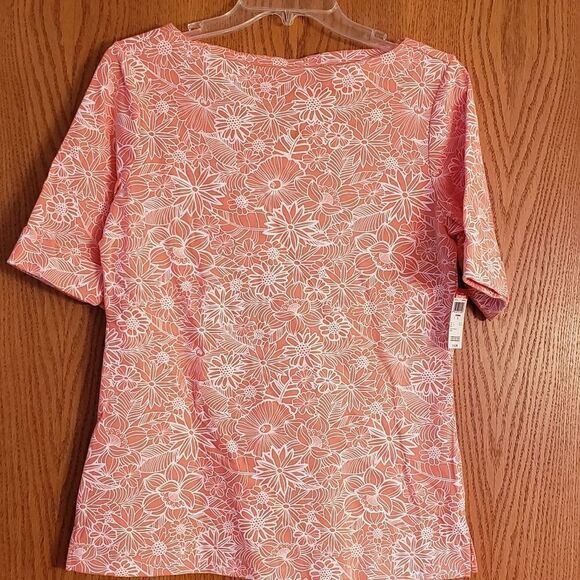 NWT Basic Editions Peach Floral Ladies Top Sz. S - Picture 1 of 1